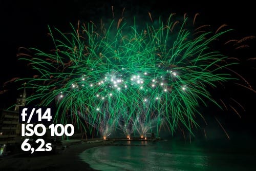 Blende grüne Effekte Feuerwerk fotografieren